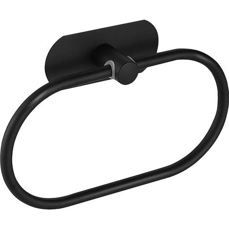 No-drill bathroom towel rack, self-adhesive towel rings, oval (black)High quality enhances quality of life. (1/5)
