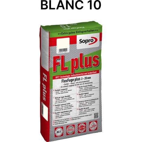 Joint carrelage intérieur et extérieur - 2 à 20 mm - Blanc 10 - Sopro FL plus - 15 kg