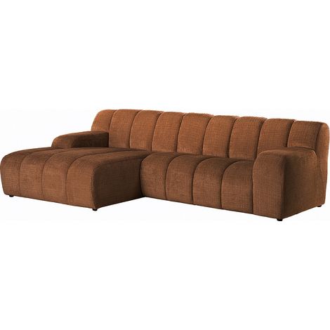 Divano angolare sinistro tessuto ciniglia terracotta - BELADON
