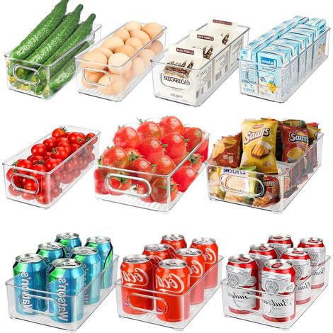 Rangement Frigo avec Poignée, Conteneurs Organiser Plastique Transparent (1/5)