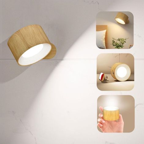 LED-Wandleuchte mit integrierter wiederaufladbarer Batterie, Version aus Holz (1/5)