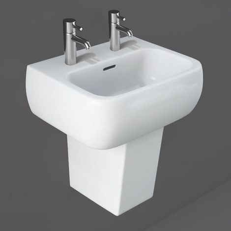 RAK Metropolitan Basin and Semi Pedestal 420mm Wide - 2 Tap Hole (1/3)