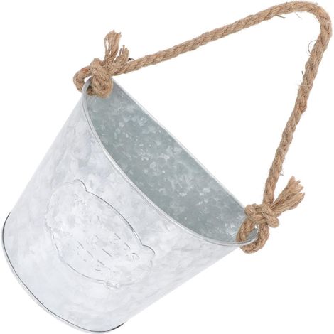 Jardinière murale suspendue INOOMP, en fer finition antique avec corde, design semi circulaire (1/5)