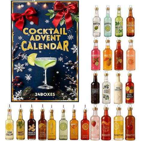 Calendrier de l'Avent de Noël - Coffret de bouteilles décoratives - Compte à rebours de 24 jours - Cadeau de Noël (1/4)