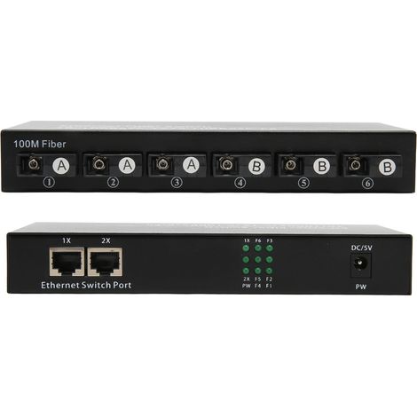 Commutateur Ethernet Fibre Optique 6 Ports Optiques 2 Ports RJ45 Tx1310nm Rx1550nm jusqu'à 25km, Transcepteur Fibre 100‑240V Prise UK (1/5)