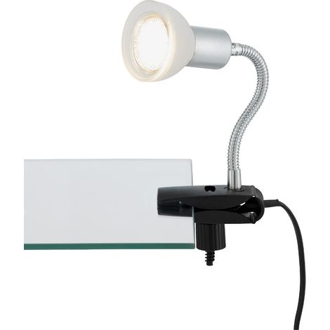 LED Klemmleuchte Kabelschalter Flexarm 1xGU10 3 W weiß Metall-Glas Briloner