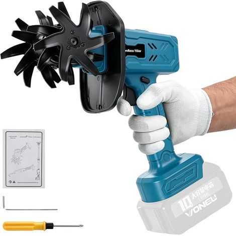 Motobineuse sans Fil pour 18V, Portable Motoculteur-fureteur 235 TR/Min, Largeur/Profondeur De Travail 10/10 Cm, Cultivateur pour Potager, Culture du Sol