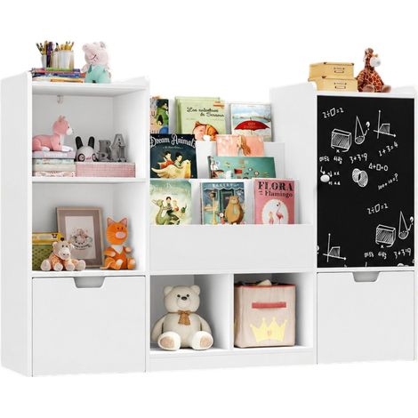 Organizzatore GINGER HOME per Giochi con Lavagna Nera, Scaffale, 2 Cassetti e 6 Vani, 140×51×80 cm (1/5)