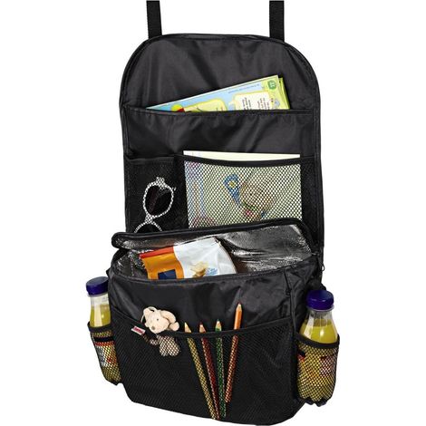 1 Organiseur Voiture Avec Compartiment Isotherme, Nylon Noir, Pour Siège Avant (1/4)