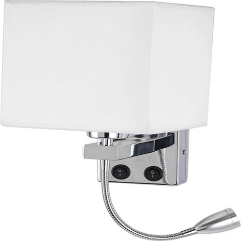 Applique Murale - Applique de Chevet à LED avec Col de Cygne Réglable - Interrupteurs Doubles - Port USB Intégré - Prise E27 - Pour Chambre ou Salon - 1 Pièce (1/4)