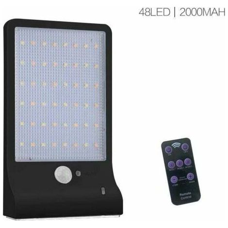 Lampe fluorescente extérieure à détecteur de mouvement, à intensité variable et étanche, 48 LED, batterie 2000 mAh, sans garde-corps