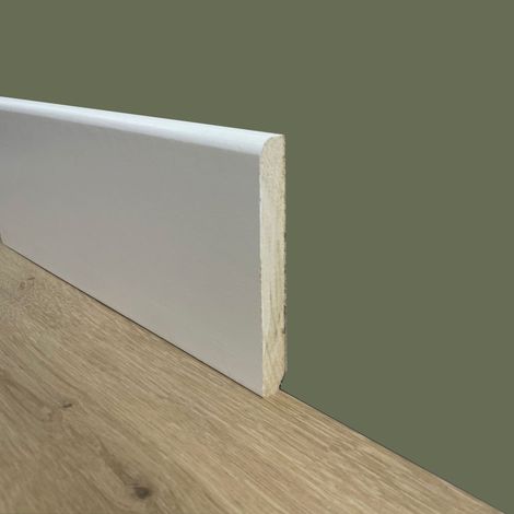 100 metri lineari di Battiscopa in Legno Massello alto BC - 120x13mm Laccato Bianco
