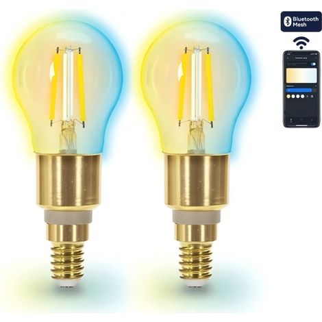 Lot de 2 Ampoules Filament Connectées Bluetooth Mesh G45 E14 4.5W CCT Réglable, avec Télécommande Éclairage Domestique (1/2)