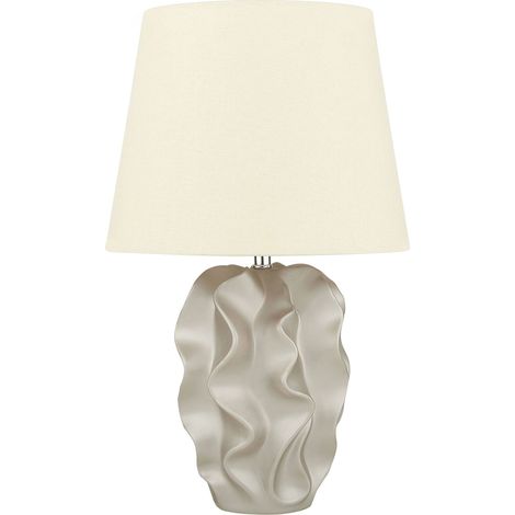 Bedside Table Lamp Golden Base Cream Shade ALLIKA