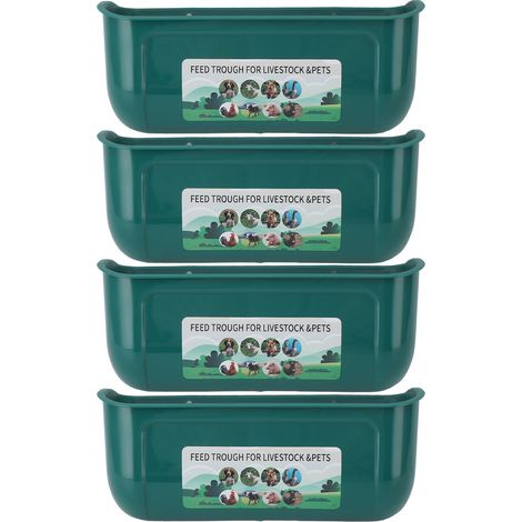 4 pièces grande mangeoire à poulet mangeoire avec clips suspendus mangeoires de clôture pour chèvre canard oie bétail alimentation conteneur abreuvoir seau vert (1/5)