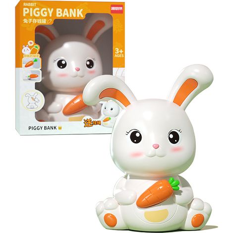 Bonita hucha de plástico con forma de conejo, gran capacidad, regalo para niños, protección anticaídas, hucha de plástico con forma de animal (1/5)