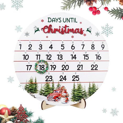 Compte à rebours de Noël - Décoration de Noël pour 25 jours - Calendrier de porte en bois pour décoration intérieure extérieure mur cheminée bureau table de présentation (1/5)