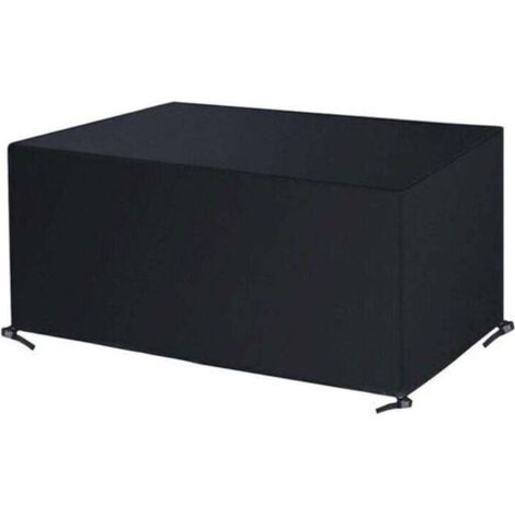 Housse anti-poussière pour table et chaise, tissu Oxford noir 420D, revêtement argenté, imperméable, pour meubles d'extérieur 150x120x71cm (1/4)