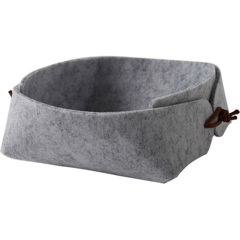 Boîte De Rangement En Feutre - Pliable - 14 x 13 x 6 cm - Gris - Bureau École Maison - Lot De 10 (1/4)