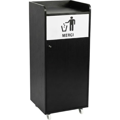 Poubelle snack en bois noir 100L (1/4)