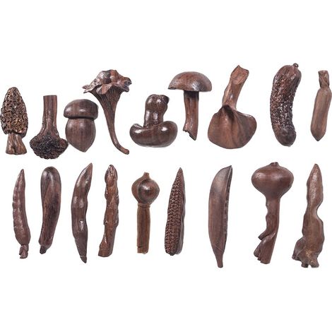 Set de 18 Porte-Couteaux Sculptés à la Main - Bois de Rose Naturel - 5 à 10cm - Pièces Uniques - Style Ethnique pour Table Originale