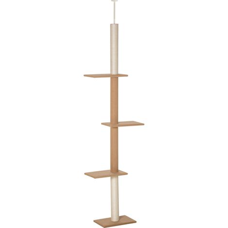 Rascador para gatos de techo ajustable 228-260 cm con 4 plataformas caqui HOMVRA (1/5)