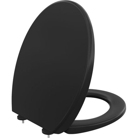 DERW max Noir Siège de Toilette en Forme de O, Siège de Toilette à Bouton Unique, Double Couche et épais, Siège de Toilette en Résine Urée-formaldéhyde (1/5)