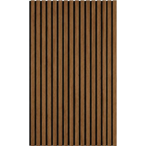 Pannello decorativo acustico fonoassorbente murale in HDF a doghe in legno Set 4 pz 120x60 Noce (1/5)