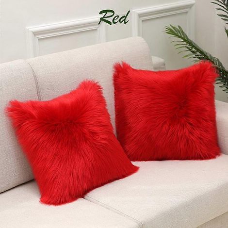 1 taie d'oreiller Rya Mat Fluffy, douce et moelleuse, 45 x 45 cm, rouge (1/5)