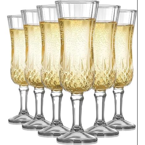 verres à champagne de verre transparent, idéal pour la maison, le restaurant et les fêtes (1/5)