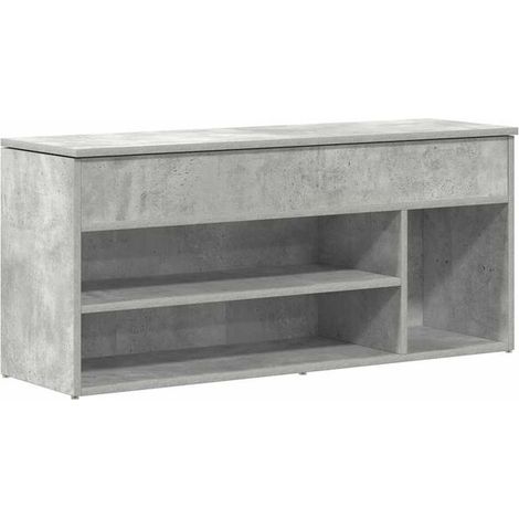 Tabouret à chaussures en béton gris, dimensions 102x30,5x45 cm, bois d'ingénierie. (1/5)