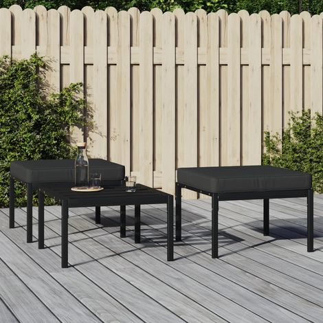 2 pcs Tabourets de jardin Chaises de jardin Tabourets hauts avec coussins gris 60x60x35 cm acier HAV9423 (1/5)