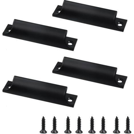 Ensemble de 4 poignées de fenêtre et de tiroir en alliage d'aluminium pour fenêtres coulissantes et armoires de cuisine - Noir (1/5)
