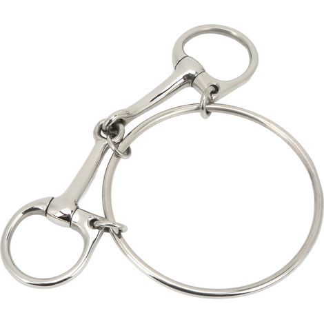 Mors de filet en acier inoxydable 125mm pour cheval, anneaux mobiles 5 pouces, équipement d'entraînement extérieur. (1/5)