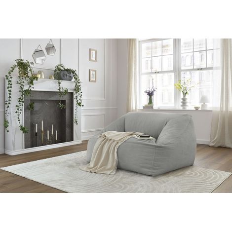 BOBOCHIC - Pouf ultra moelleux LILIBET velours côtelé Gris clair (1/5)