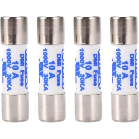 FENOPLASTICALot de 4 multimètres, 10 fusibles cylindriques en céramique de 38 mm, 1 000 V, 10 A, blancs (1/4)