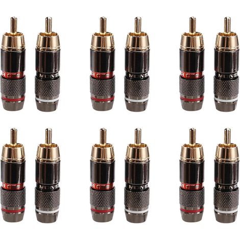 Monster Lot de 12 connecteurs adaptateurs RCA mâles à souder, adaptés au soudage des câbles coaxiaux de sécurité pour caméras IP de vidéosurveillance audio/vidéo. (1/5)