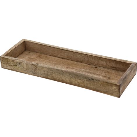 Mango Dekoschale eckig - groß / 40 x 18 cm - Holz Kerzentablett mit Rand - Holzschale Tischdeko Kerzenschale Holztablett Kerzenteller Deko Tablett