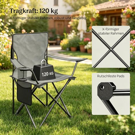 Chaise de plage avec porte-gobelet,chaise de camping confortable,chaise de pêche pliante (2 chaises d’extérieur)