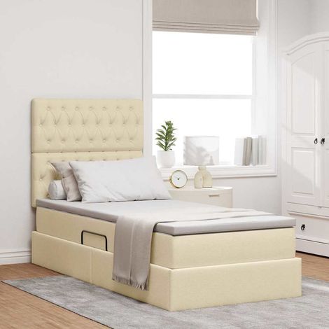 Aufbewahrungsbett mit Matratze Creme 100 x 200 cm Polyester (1/5)