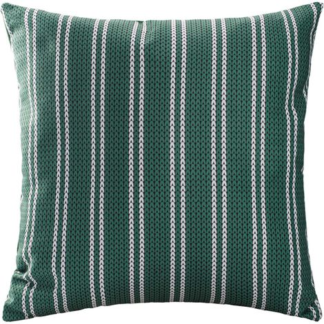 Funda de almohada decorativa de 43x43 cm, tela de terciopelo suave, suéter a rayas verdes