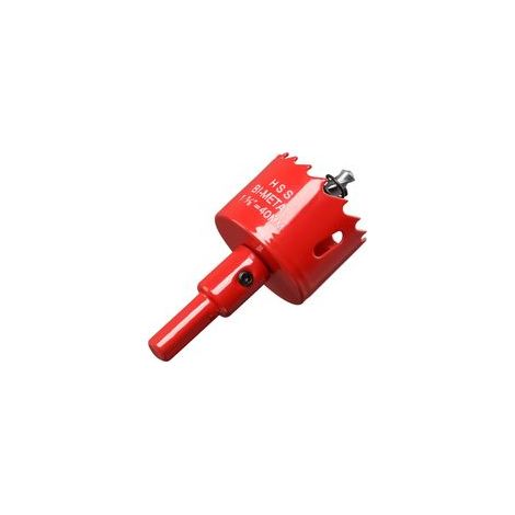 40 mm Bimetall-Lochsäge, M42 HSS Bimetall-Lochsäge mit robustem Zentrierbohrer, Bohrer für Eisen, Aluminium, Holz, Trockenbau, Rohr, Faserplatten/Rot (1/5)