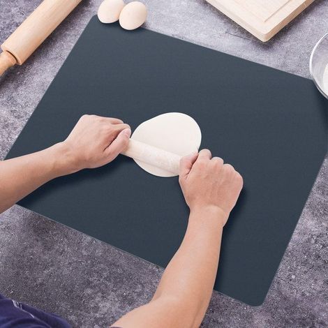 Grand tapis de cuisson en silicone étanche et antiadhésif - Antidérapant - Résistant à la chaleur - Protection de plan de travail (Noir,30 x 40 cm) (1/5)