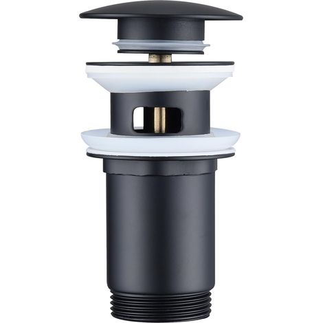 Ensemble De Vidage Noir Mat avec Trop-Plein, Ensemble De Vidage Universel pour évier, Robinet De Vidange en Laiton pour Lavabo/évier