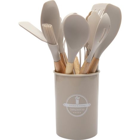 Juego de utensilios de cocina de silicona (12 piezas) - blanco roto (1/5)