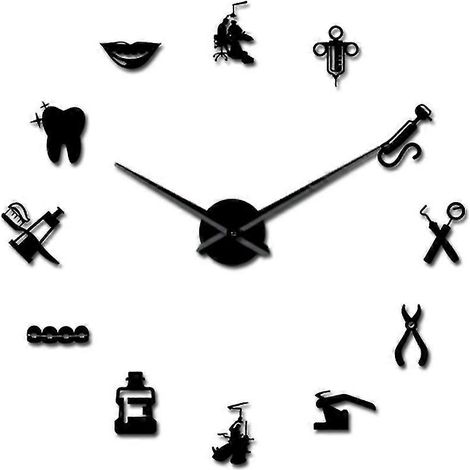 Diy Art Riesige Dental-Wanduhr, 3D-große Acryl-Wanduhr, großer Nadelspiegel, Dental-Büro-Dekoration (1/5)