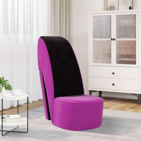 vidaXL Chaise en forme de chaussure à talon haut Violet Velours (1/5)