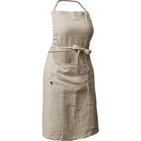 Tablier 70 x 85 cm en lin lavé sable avec lanière ajustable - LUISA (1/5)