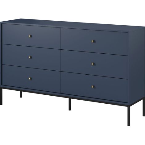 Selsey Commode avec six tiroirs - MONNE- couleur bleu marine, vintage (1/5)