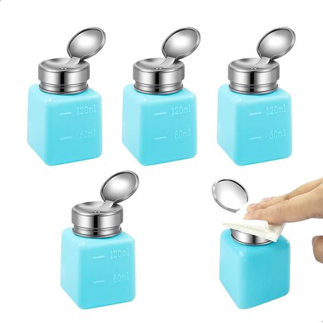 Sollbry Flacon Pompe Vide,Distributeur Savon Antistatique,Flacon Vide Anticorrosion,Bouteille Plastique pour Salon de Beauté,Laboratoire,Nettoyage,Bleu,100 ML,Lot de 5 (1/5)